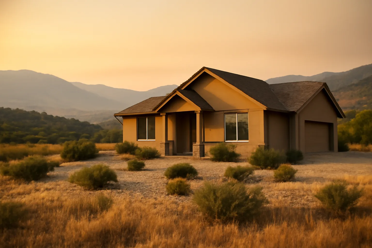 Foothill home with cleared defensible space zone during Boulder County wildfire mitigation season
