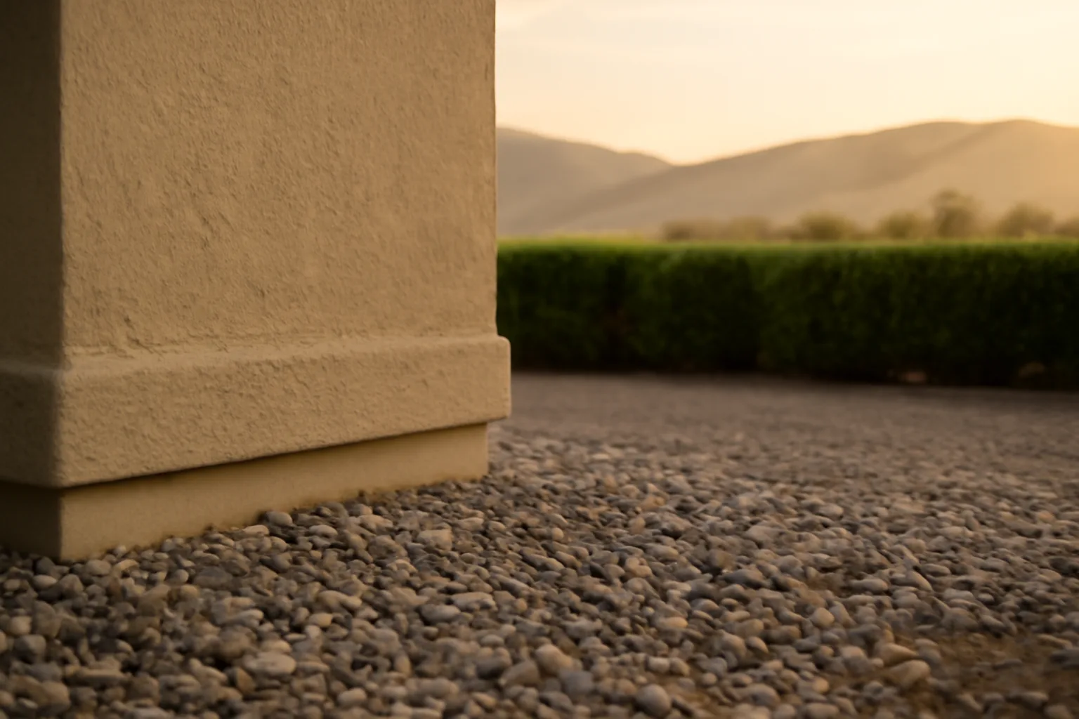 Home foundation with gravel ground cover as part of fireproofing your home against wildfire