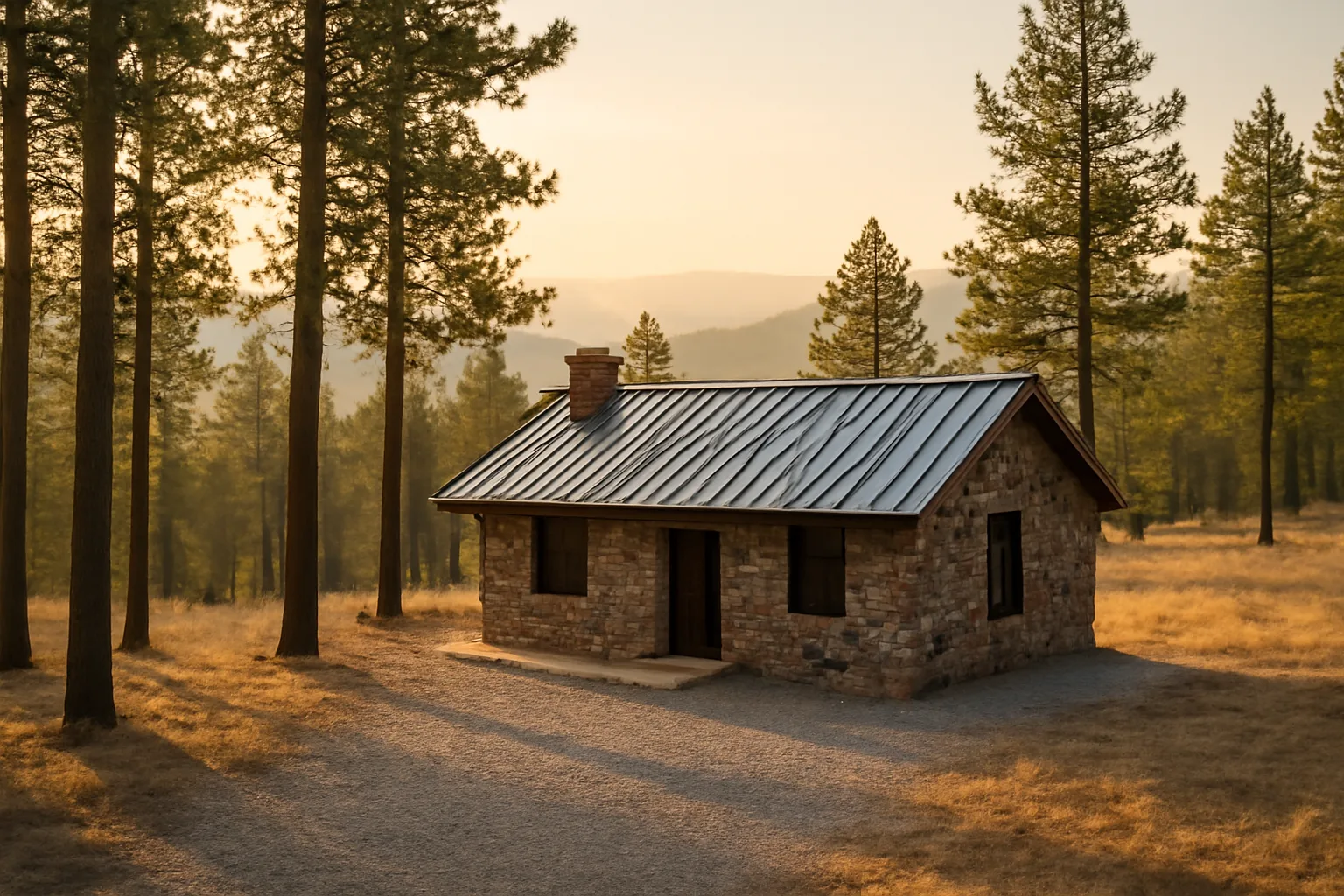 Colorado foothill home with cleared defensible space and thinned pine trees on hillside