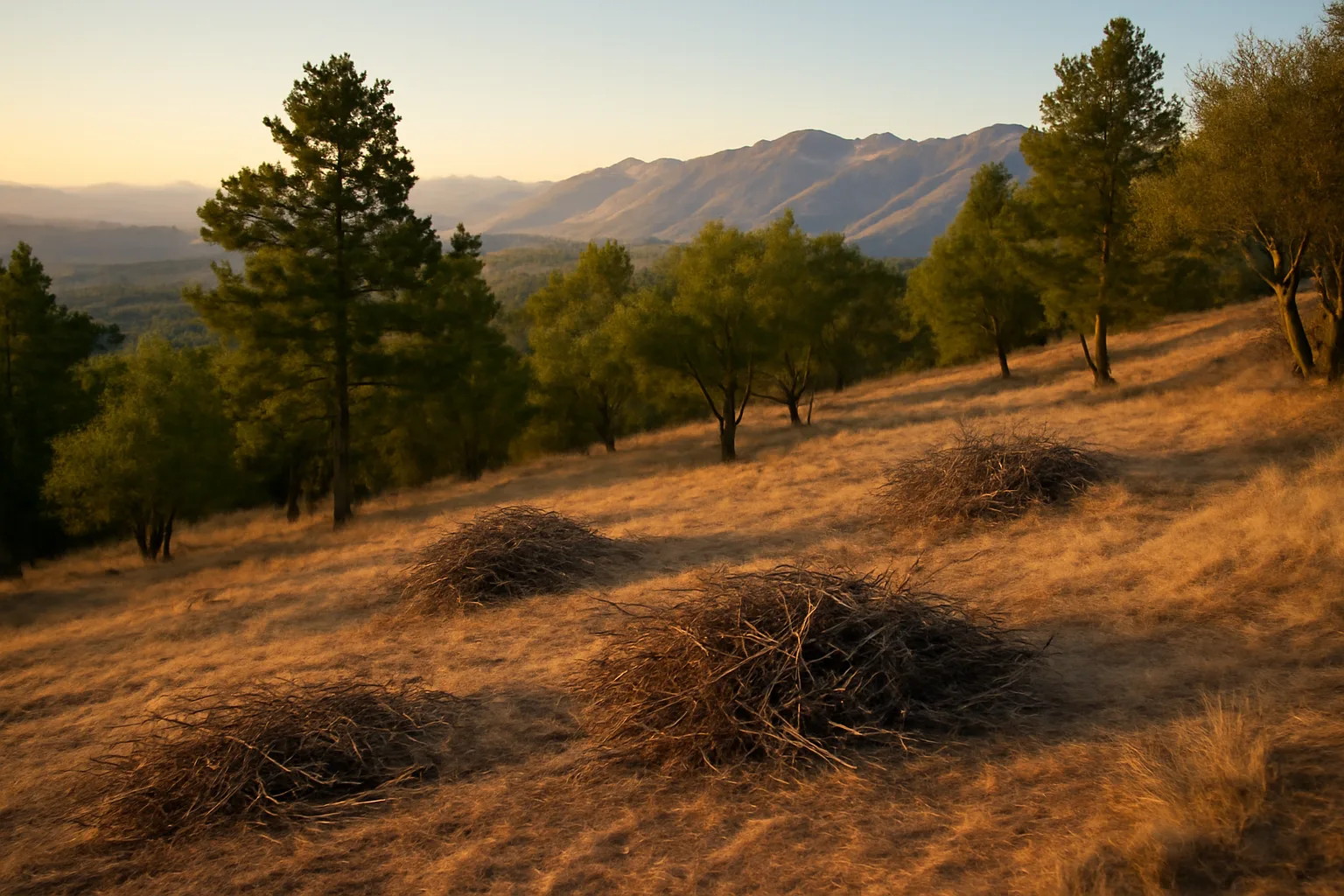 Cleared defensible space zone with thinned trees on a Salt Lake foothill property