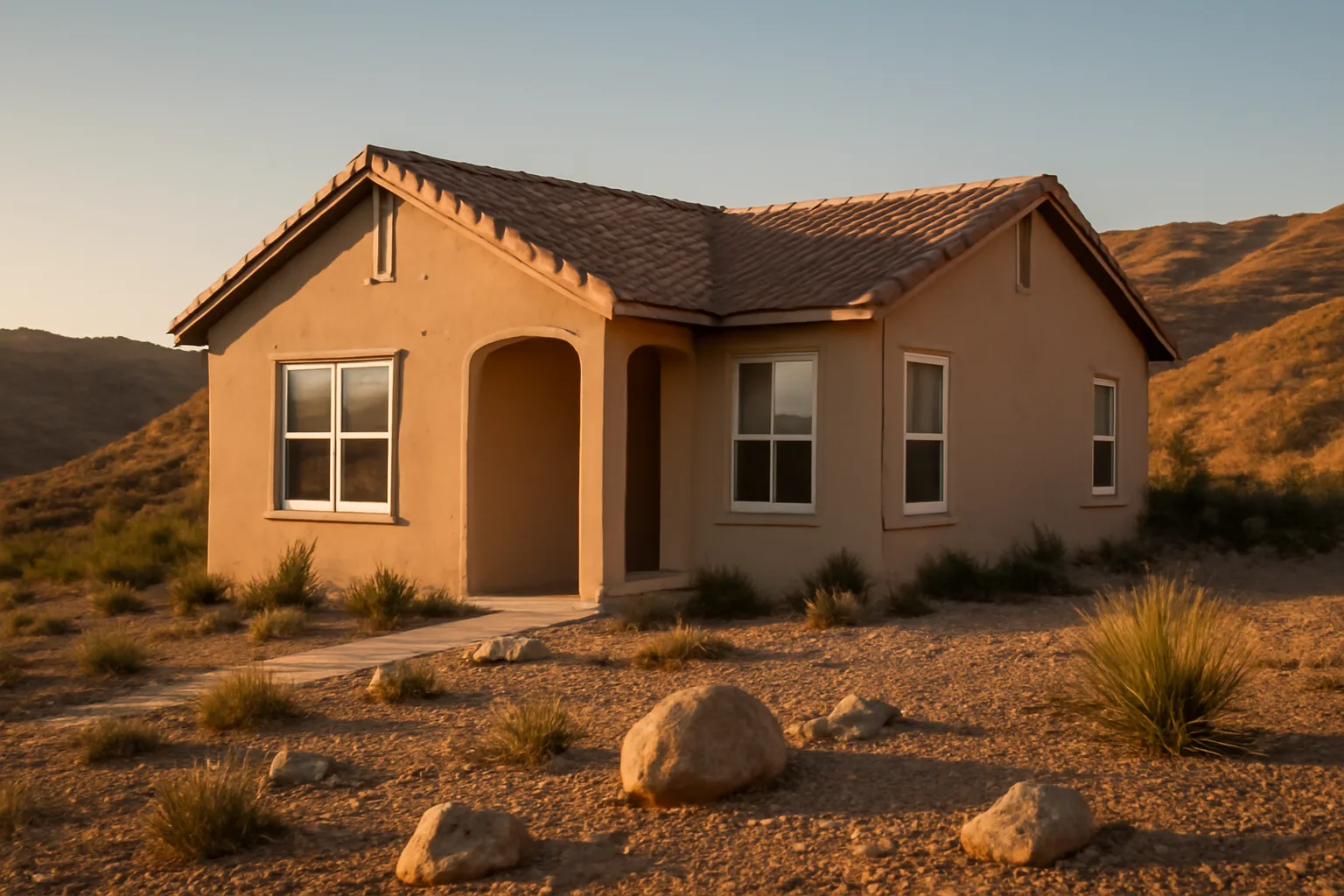 Home foundation with gravel ground cover showing Zone 0 CAL FIRE defensible space clearance